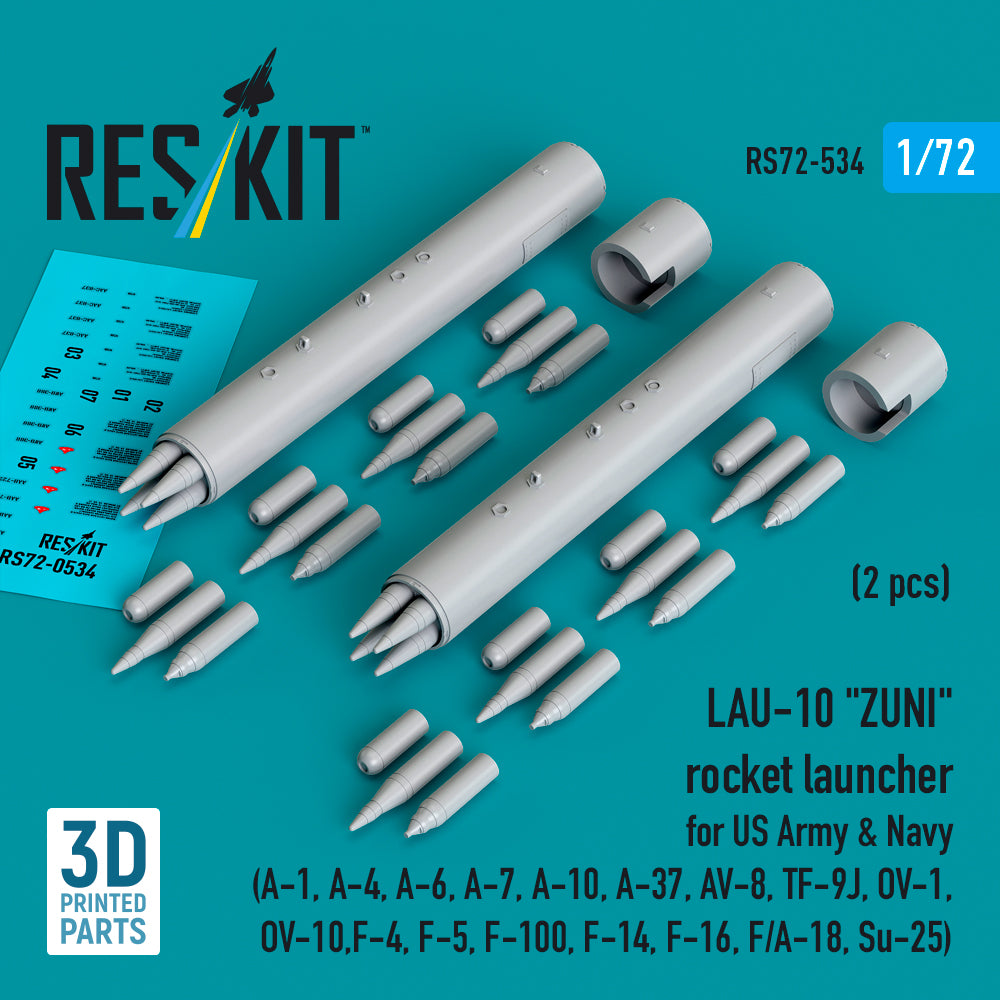 ResKit RS72-0534 1:72 LAU-10 "ZUNI" rocket launcher for US Army & Navy