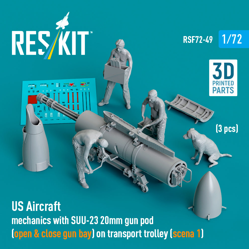ResKit RSF72-0049 1:72 US Aircraft mechanics with SUU-23 20mm gun pod