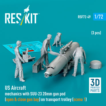 ResKit RSF72-0049 1:72 US Aircraft mechanics with SUU-23 20mm gun pod