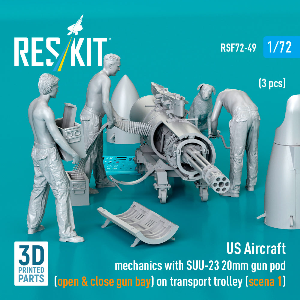 ResKit RSF72-0049 1:72 US Aircraft mechanics with SUU-23 20mm gun pod