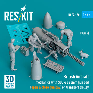 ResKit RSF72-0050 1:72 British Aircraft mechanics with SUU-23 20mm gun pod