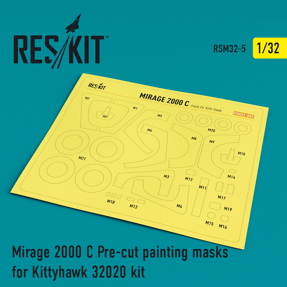 ResKit RSM32-0005 1:32 Mirage 2000C Canopy & Wheels Masks