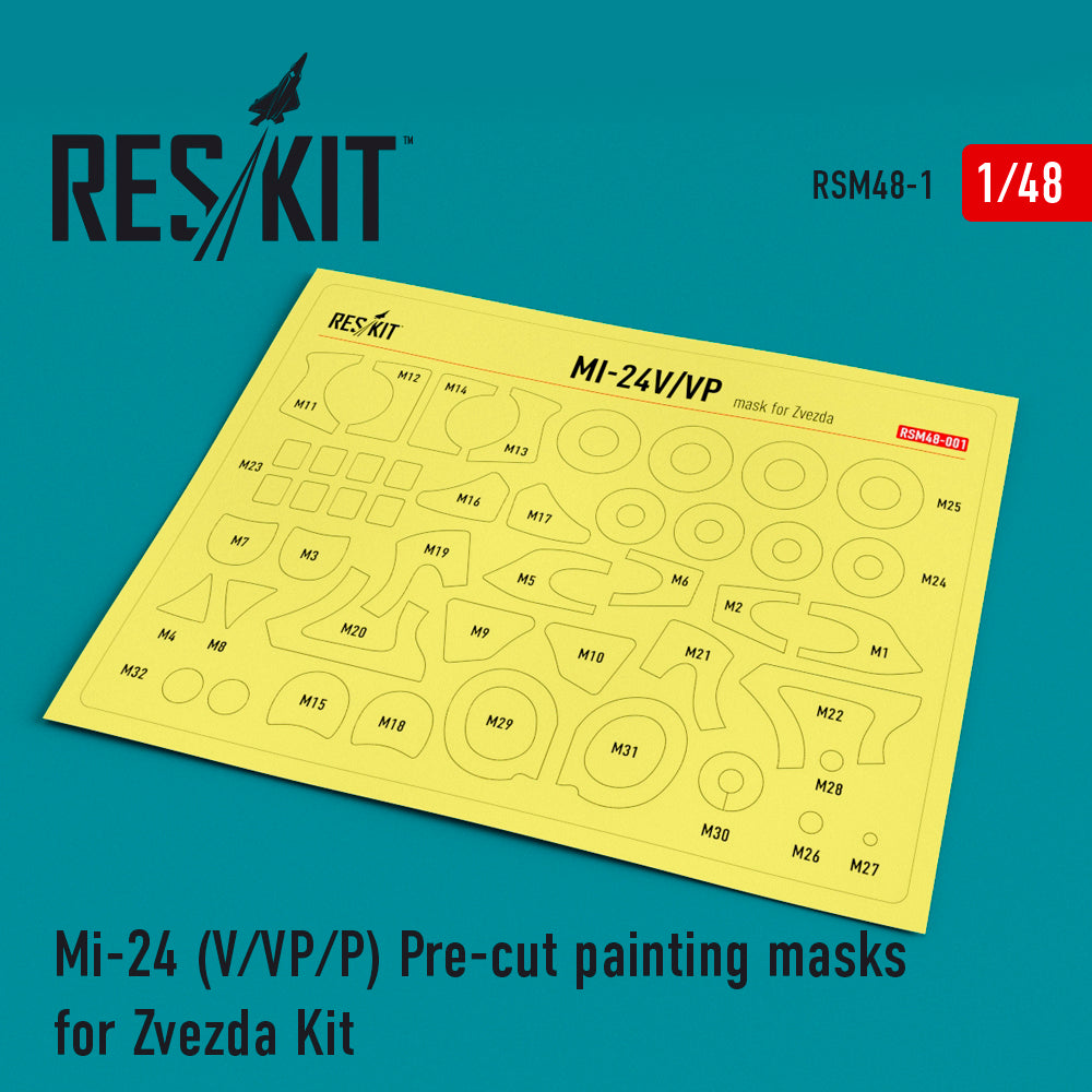 ResKit RSM48-0001 1:48 Mil Mi-24V/VP canopy and wheels painting painting masks