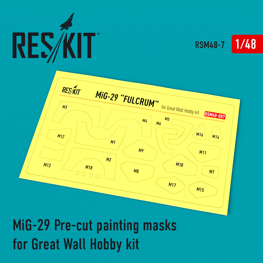 ResKit RSM48-0007 1:48 Mikoyan MiG-29 Pre-cut painting masks