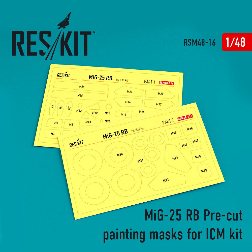 ResKit RSM48-0016 1:48 Mikoyan MiG-25RB Pre-cut painting masks