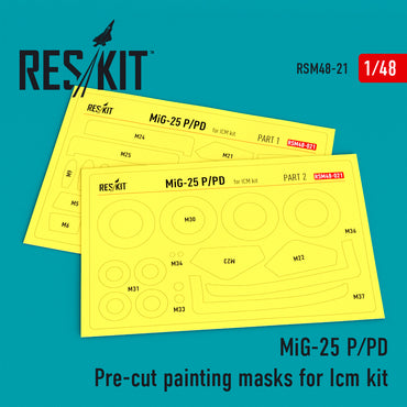 ResKit RSM48-0021 1:48 Mikoyan MiG-25P/Mikoyan MiG-25PD Pre-cut painting masks