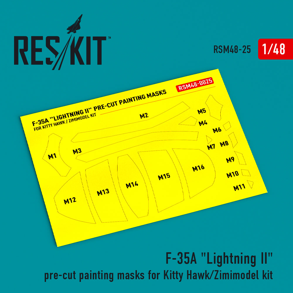 ResKit RSM48-0025 1:48 Lockheed-Martin F-35A Lightning II pre-cut painting masks