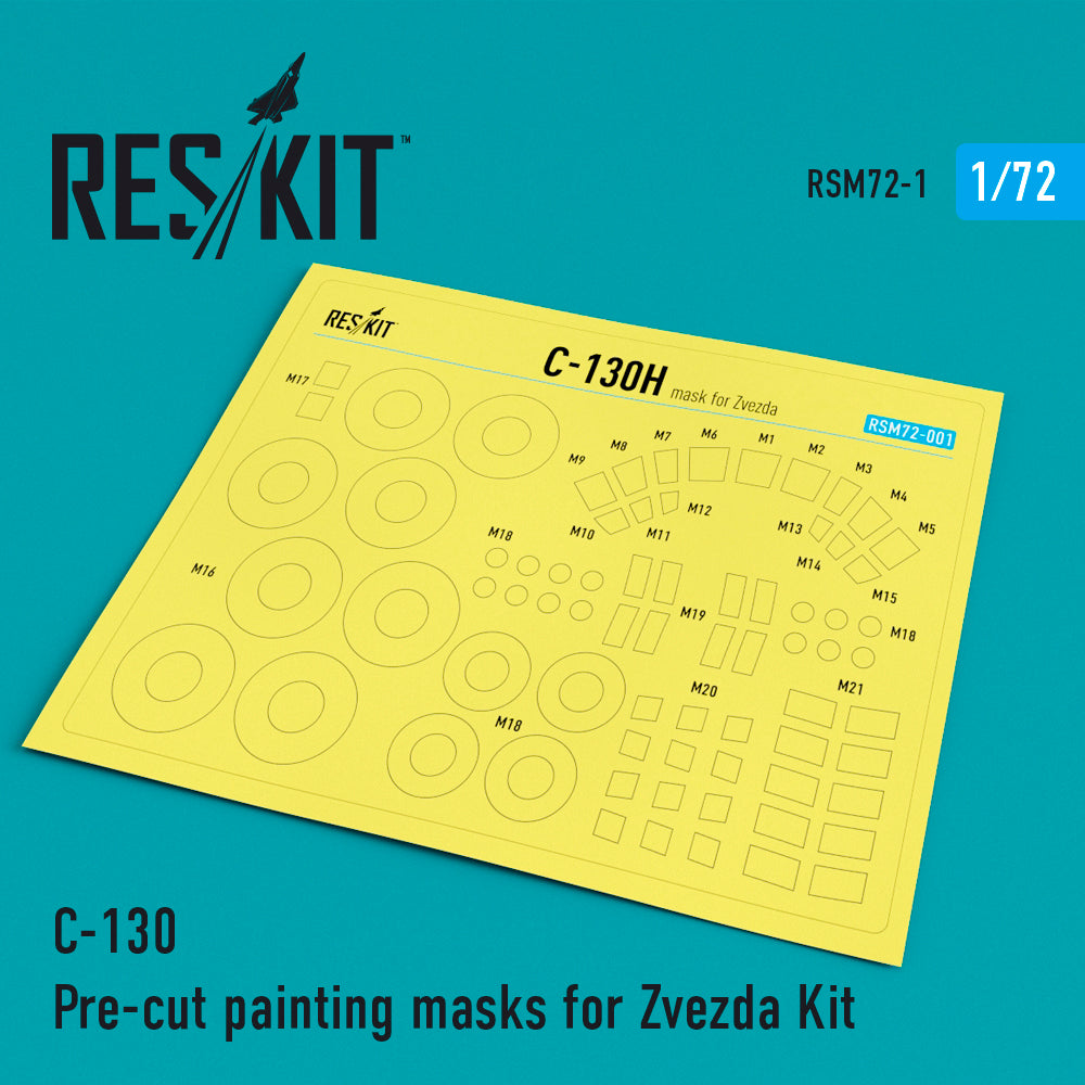 ResKit RSM72-0001 1:72 C-130H Hercules Canopy & Wheels Masks