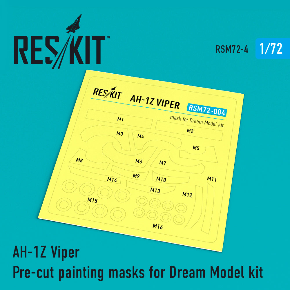 ResKit RSM72-0004 1:72 Bell AH-1Z Viper canopy & wheels painting painting masks