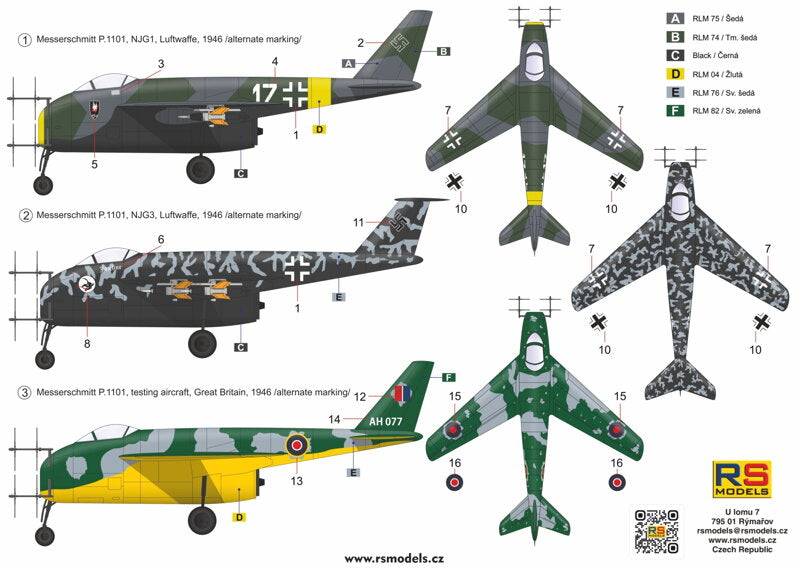 RS Models RSMI48010 1:48 Messerschmitt P.1101 Nightfighter