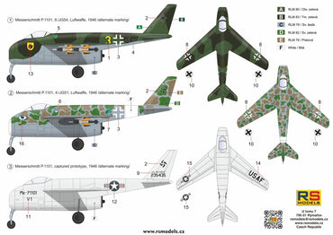RS Models RSMI48011 1:48 Messerschmitt Me P.1101 Ltd Ed