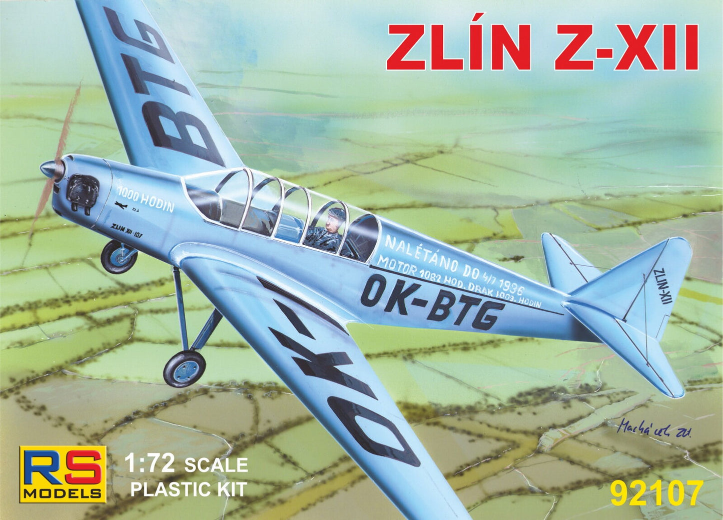 RS Models RSMI92107 1:72 Zlin Z-XII Civil & Luftwaffe