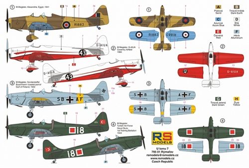 RS Models RSMI92167 1:72 Miles Magister 4 decal options for RAF Germany Turkey 1