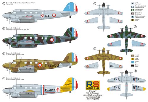 RS Models RSMI92171 1:72 Caudron C.445 Goeland 4 decal variants 1