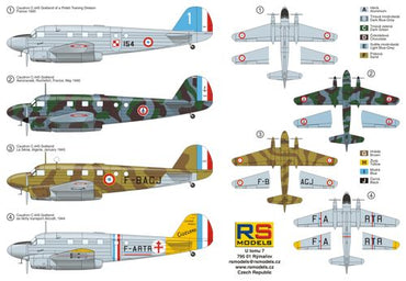 RS Models RSMI92171 1:72 Caudron C.445 Goeland 4 decal variants 1