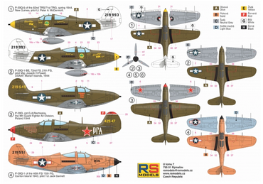 RS Models RSMI92182 1:72 Bell P-39Q Airacobra 4 decal variants 1
