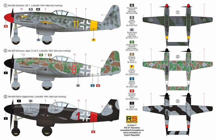 RS Models RSMI92197 1:72 Messerschmitt Me-609 Zerstorer