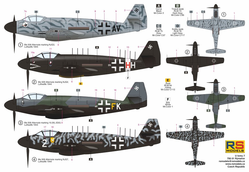 RS Models RSMI92209 1:72 Messerschmitt Me-509 "Nachtjager" 1