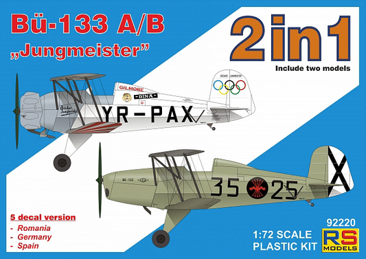RS Models RSMI92220 1:72 Bucker Bu-133A/B "Jungmeister" 5 decal variants 1