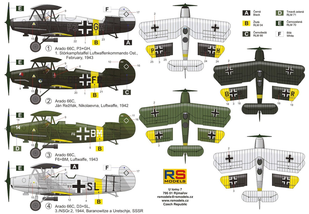 RS Models RSMI92258 1:72 Arado Ar-66 4 decal v