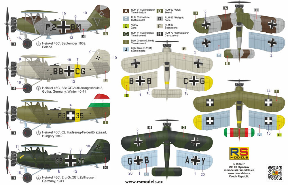 RS Models RSMI92287 1:72 Heinkel He-46C Recon