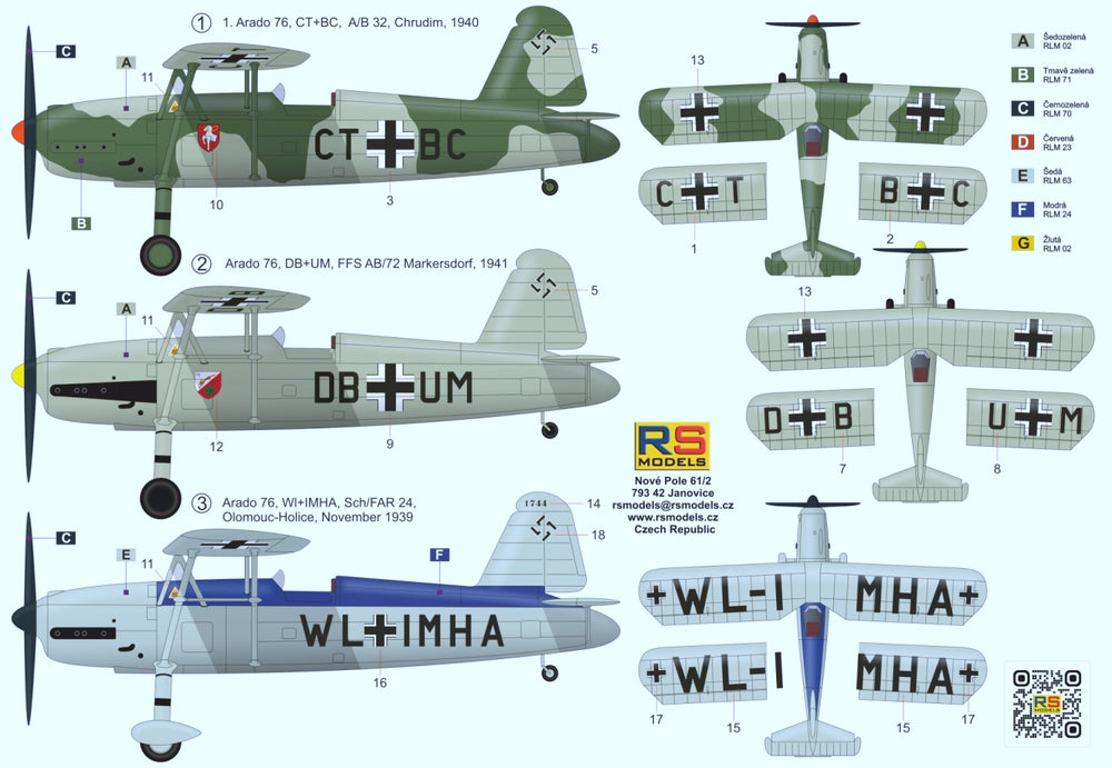 RS Models RSMI92295 1:72 Arado Ar-76 Light Fighter