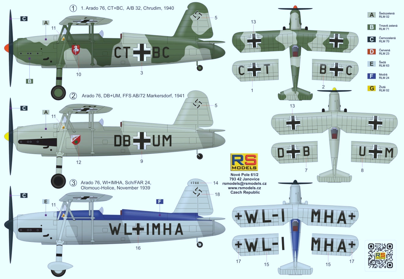 RS Models RSMI92295 1:72 Arado Ar-76 Light Fighter