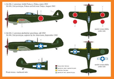 RS Models RSMI92057 1:72 Tachikawa Ki-106 2 decal variants for Japan,