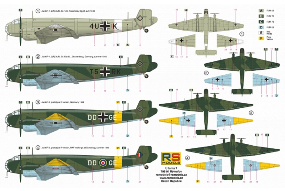 RS Models RSMI92077 1:72 Junkers Ju-86P with pressurised forward fuselage