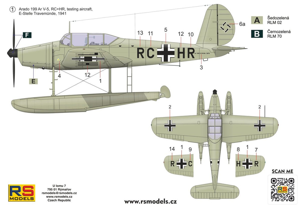 RS Models RSMI94006 1:72 Arado Ar-199V-5 1 decal v