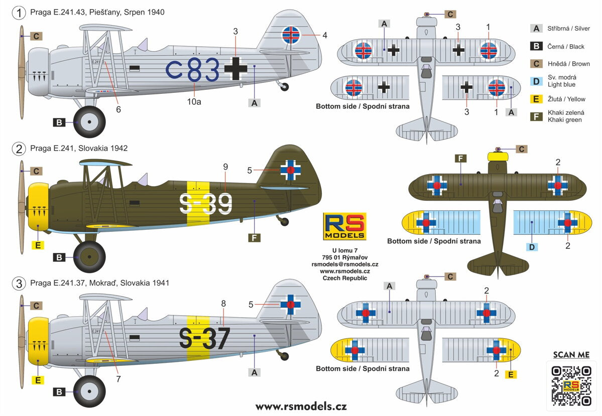 RS Models RSMI94012 1:72 Praga E-241 3 decal v