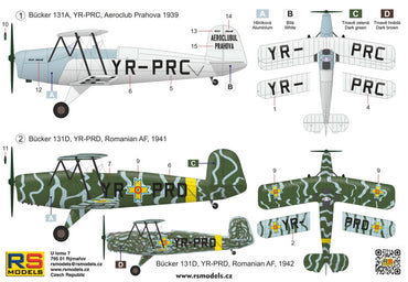 RS Models RSMI94017 1:72 Bucker Bu-131A/D 2 decal v