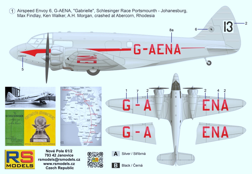 RS Models RSMI94022 1:72 Airspeed Envoy "Gabrielle"