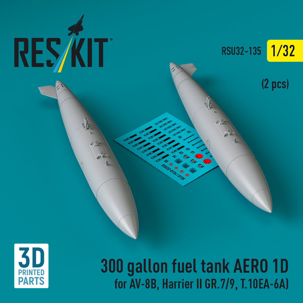 ResKit RSU32-0135 1:32 AV-8B Harrier II GR.7/Gr.9, T.10 300gal Fuel Tank AERO 1D