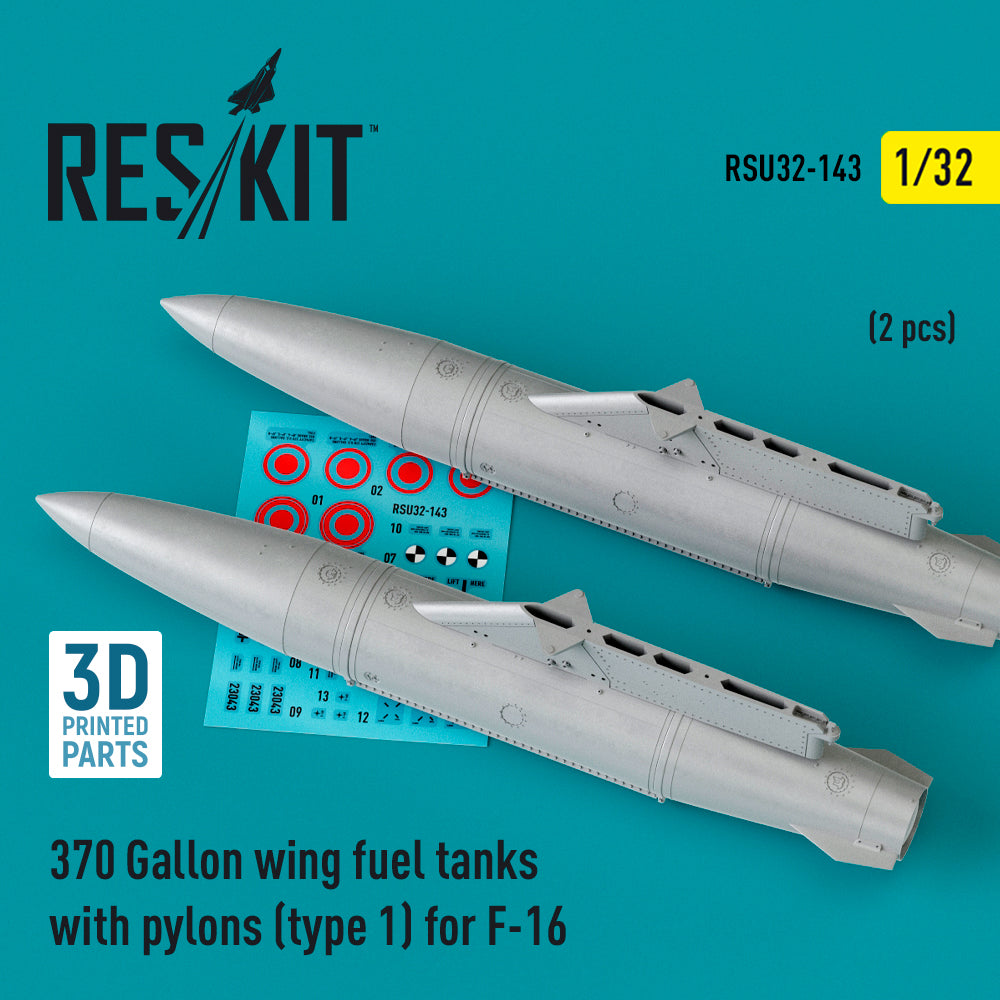 ResKit RSU32-0143 1:32 370 Gallon wing fuel tanks with pylons