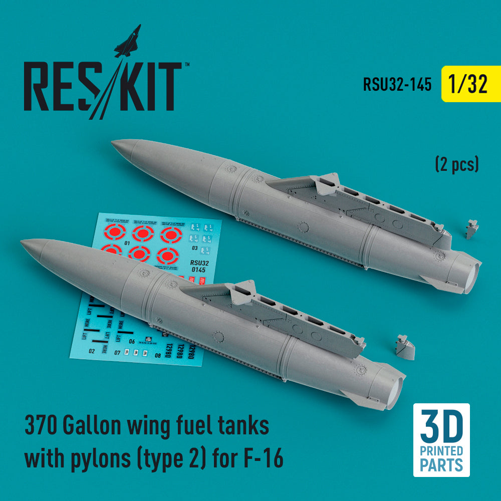 ResKit RSU32-0145 1:32 370 Gallon wing fuel tanks with pylons