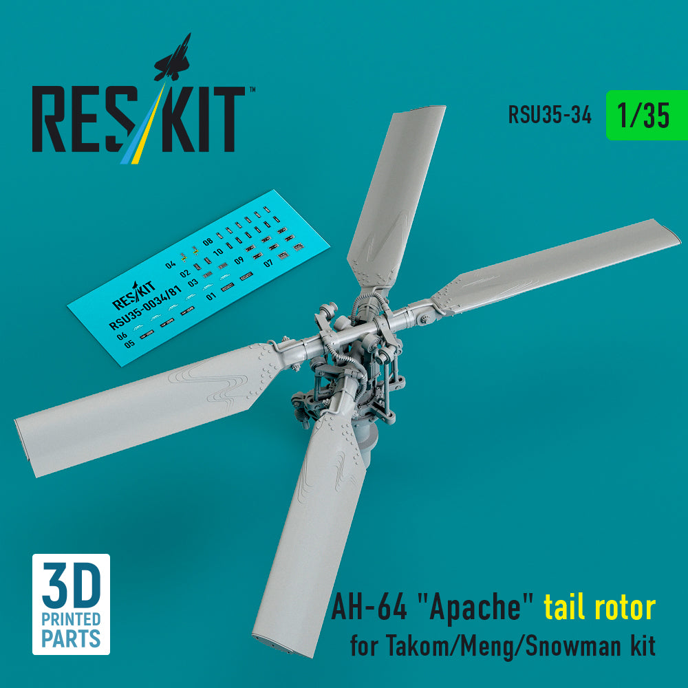 ResKit RSU35-0034 1:35 Bell/AH-64 Apache tail rotor for Takom/Meng/Snowman kit