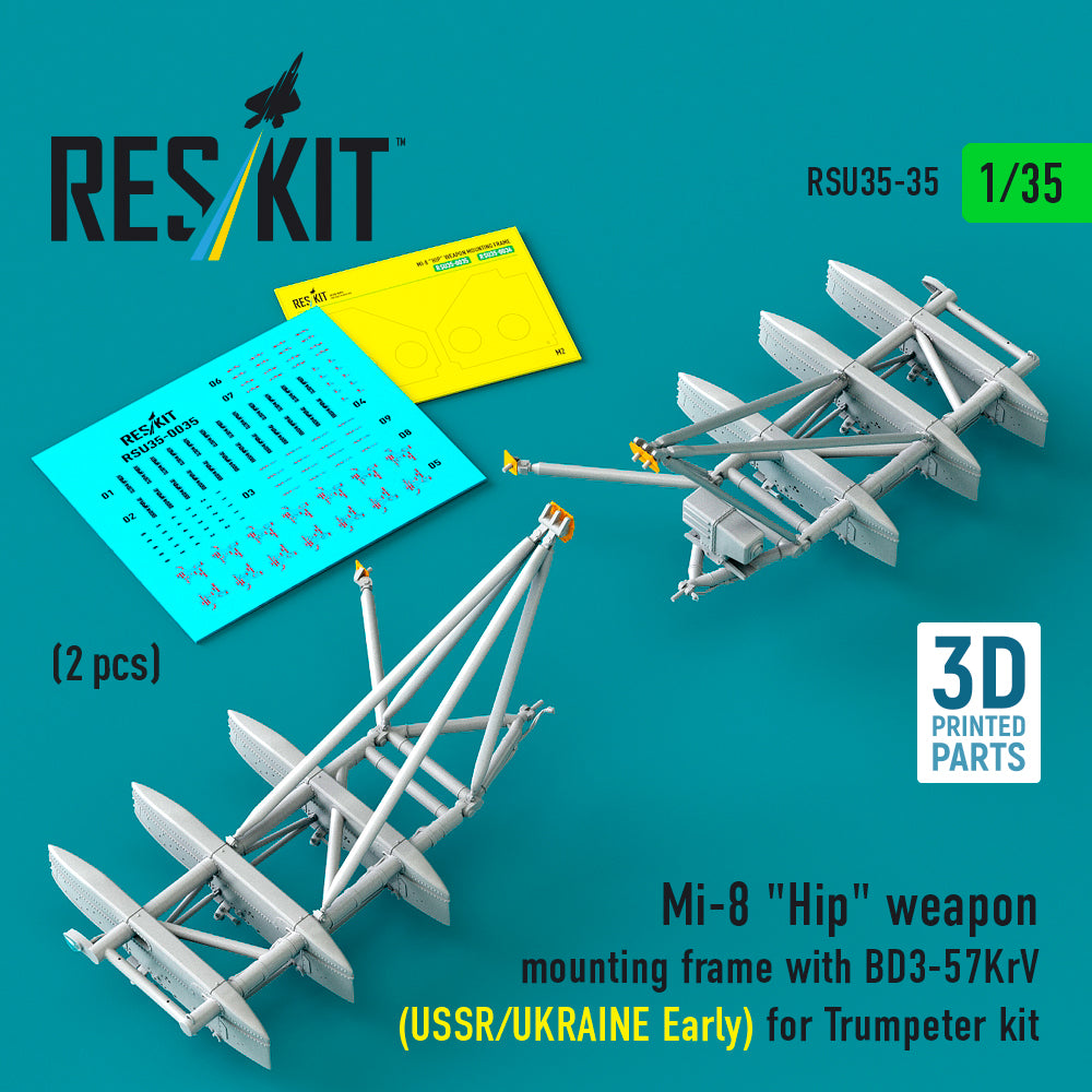 ResKit RSU35-0035 1:35 Mil Mi-8 Hip weapon mounting frame with BD3-57KrV