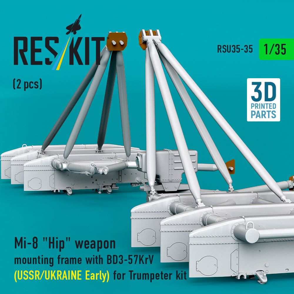 ResKit RSU35-0035 1:35 Mil Mi-8 Hip weapon mounting frame with BD3-57KrV