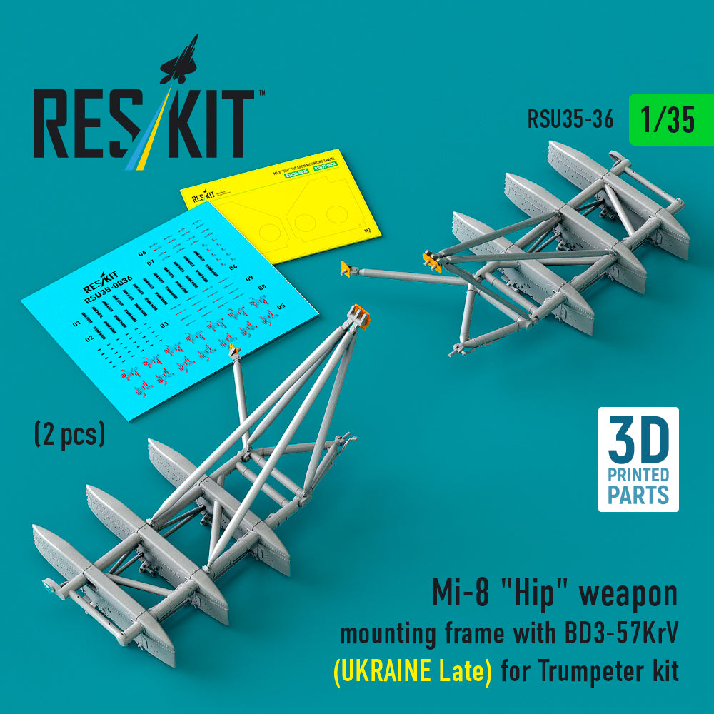 ResKit RSU35-0036 1:35 Mil Mi-8 Hip weapon mounting frame with BD3-57KrV
