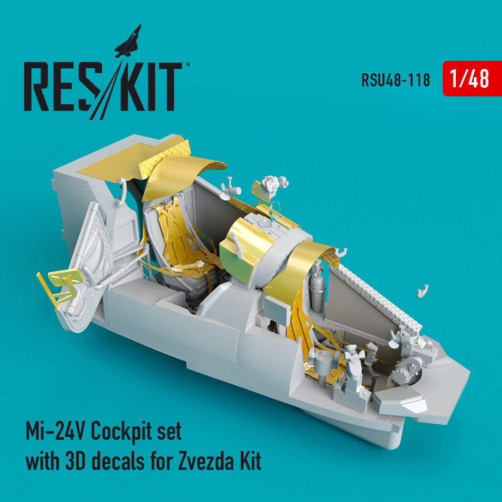 ResKit RSU48-0118 1:48 Mil Mi-24V/VP Cockpit set with Quinta Studio