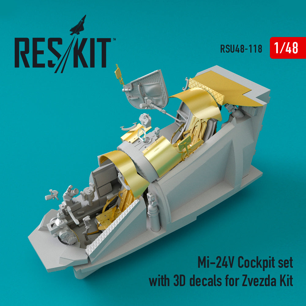 ResKit RSU48-0118 1:48 Mil Mi-24V/VP Cockpit set with Quinta Studio