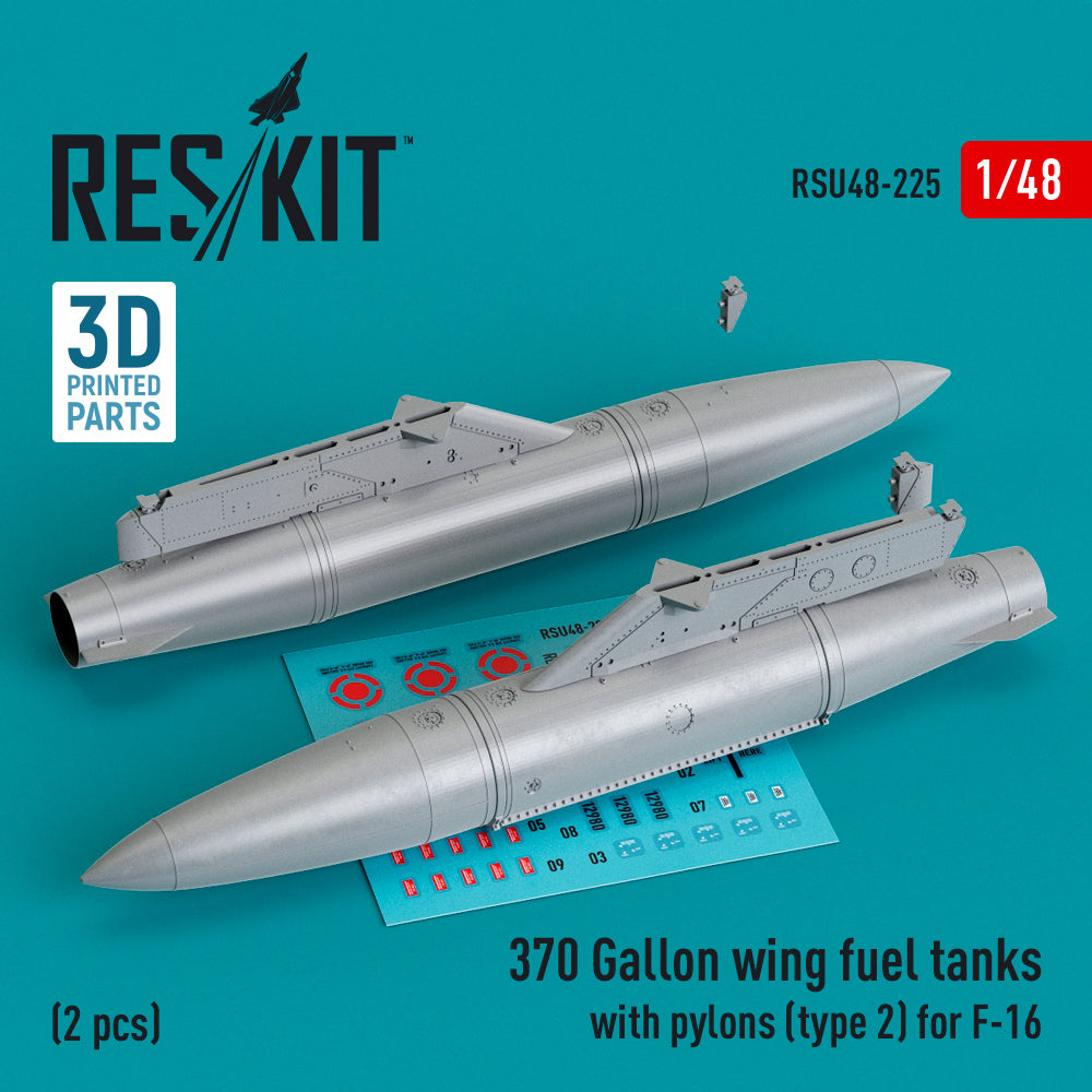 ResKit RSU48-0225 1:48 370 Gallon wing fuel tanks with pylons