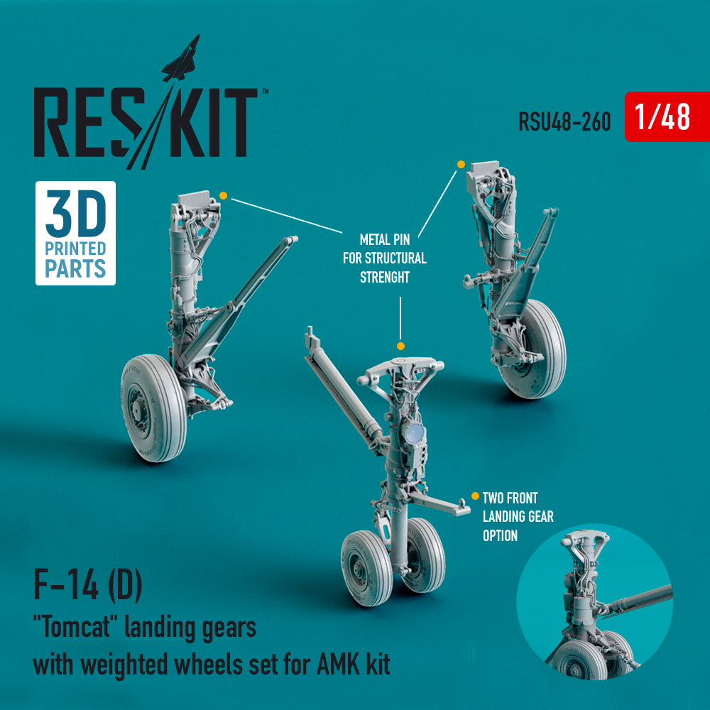 ResKit RSU48-0260 1:48 Grumman F-14D Tomcat landing gears with Wtd wheels set