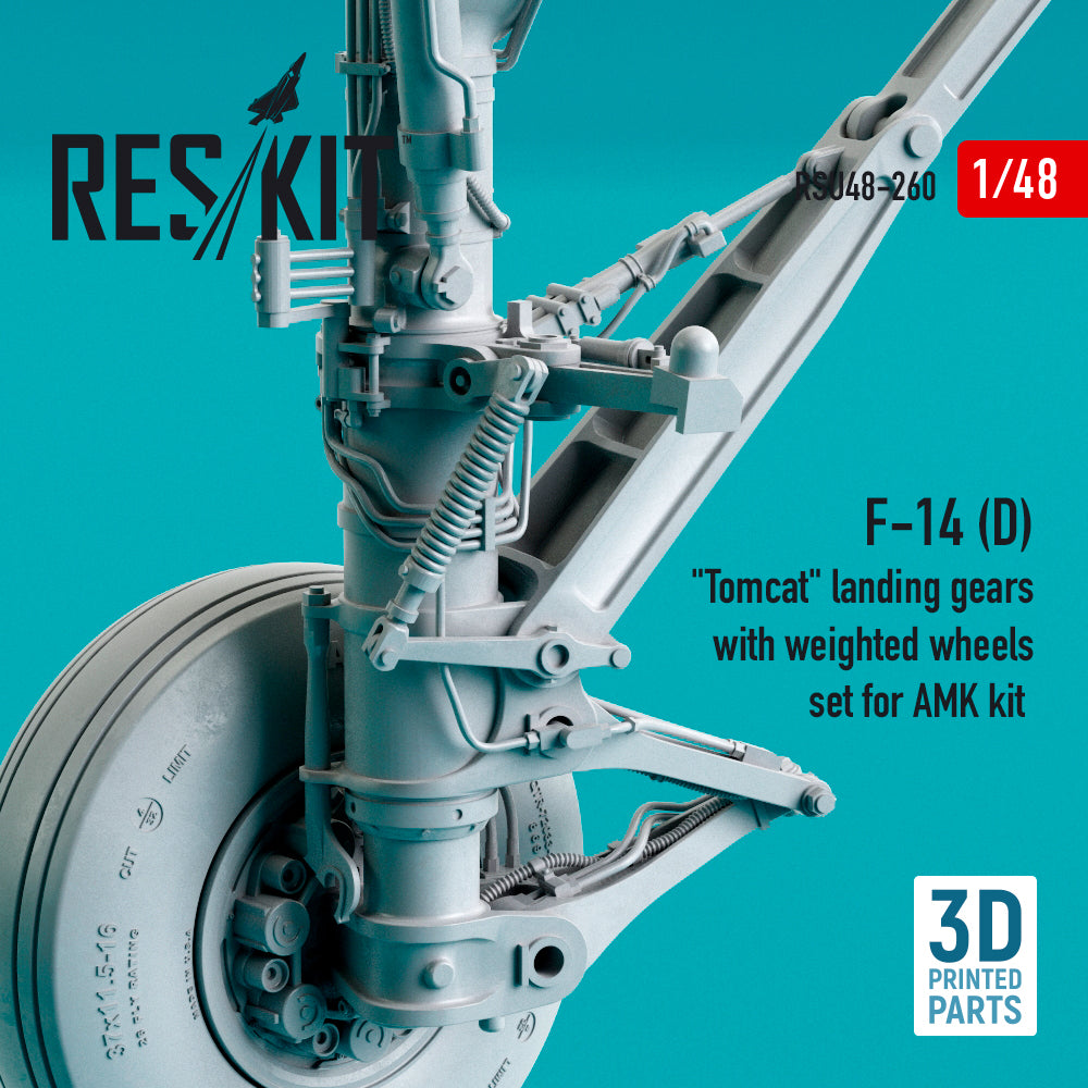 ResKit RSU48-0260 1:48 Grumman F-14D Tomcat landing gears with Wtd wheels set