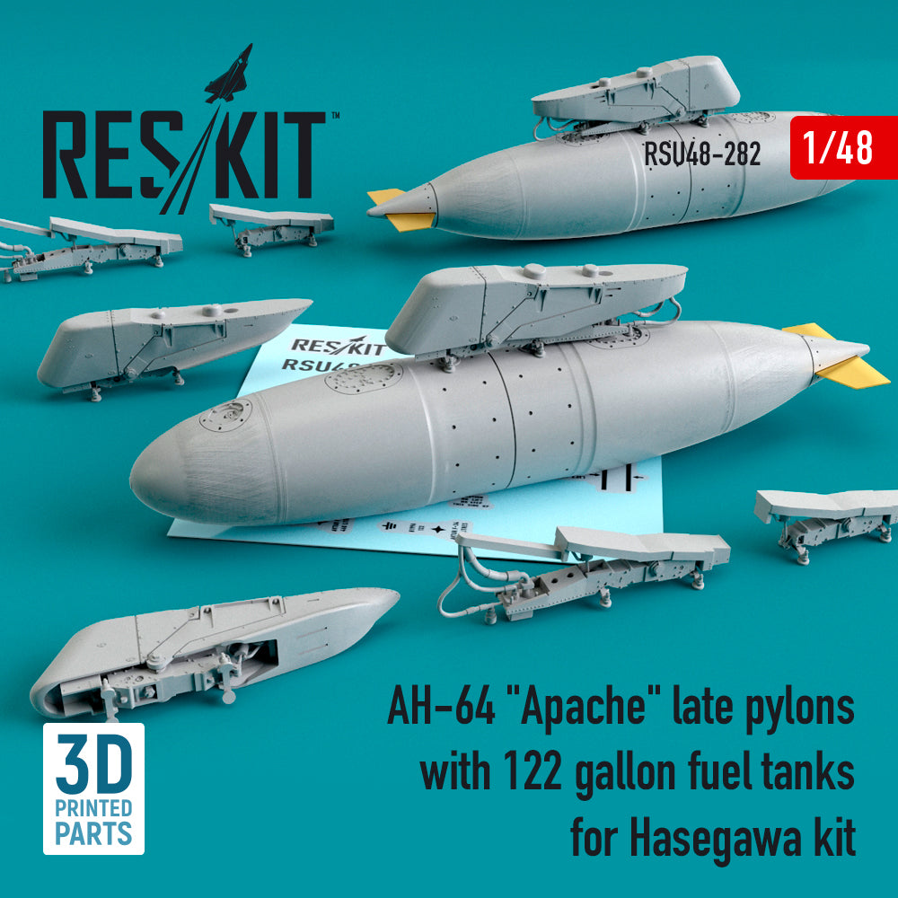 ResKit RSU48-0282 1:48 AH-64 Apache Late Pylons & Fuel Tanks