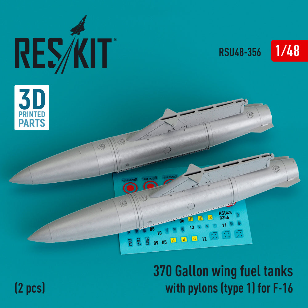 ResKit RSU48-0356 1:48 370 Gallon wing fuel tanks with pylons
