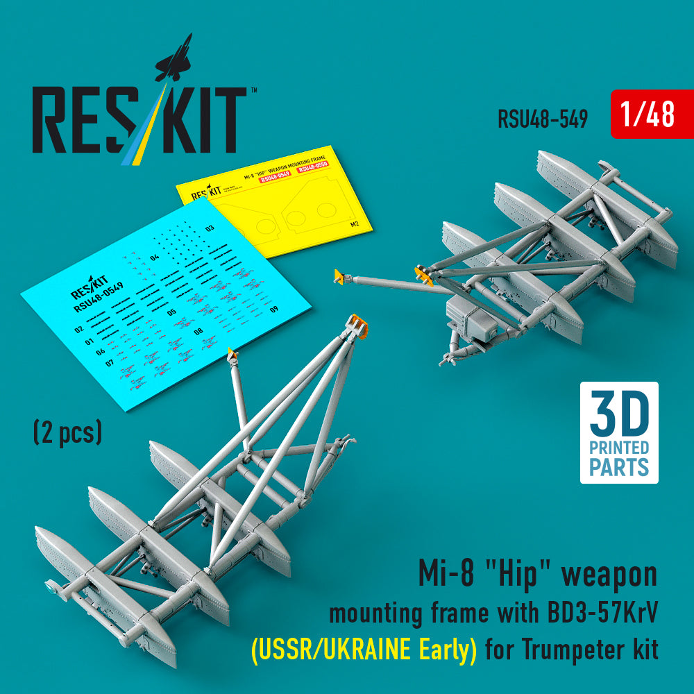 ResKit RSU48-0549 1:48 Mil Mi-8 Hip weapon mounting frame with BD3-57KrV