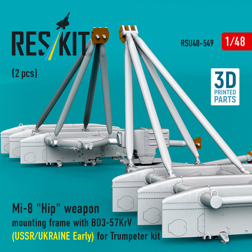 ResKit RSU48-0549 1:48 Mil Mi-8 Hip weapon mounting frame with BD3-57KrV