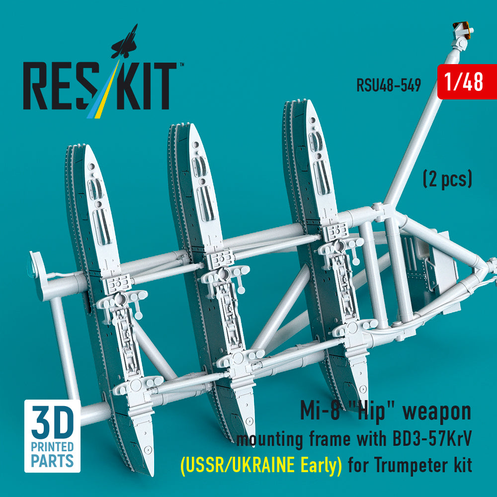 ResKit RSU48-0549 1:48 Mil Mi-8 Hip weapon mounting frame with BD3-57KrV
